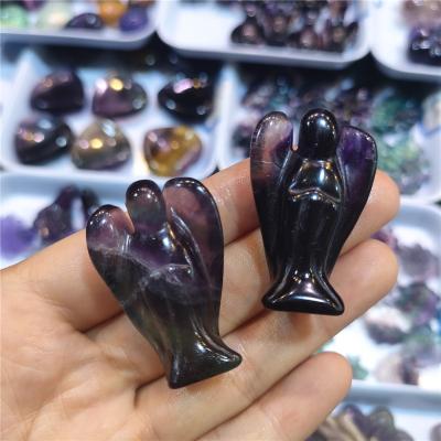 China Wholesale High Quality Natural Europe Fluorite Quartz Hand Carved Crystal Angel For Christmas Gift for sale