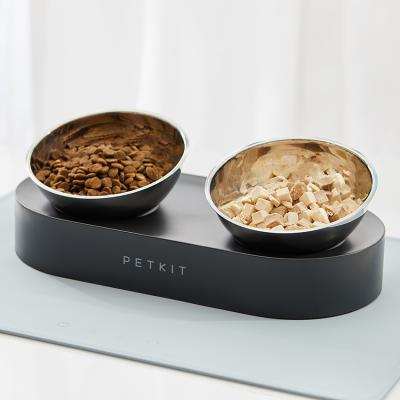 China PETKIT CYBERTAIL Sustainable Luxury Dog Cat Food Water Stainless Steel Double Bowls Non Spill Pet Food Grade Material Feeding Bowls for sale