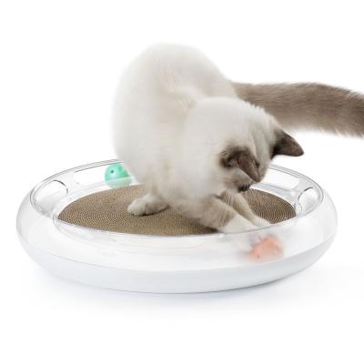 China PETKIT Cardboard Cat Scratching Post Detachable Interactive Cat Toys Bell Ball Scratcher Multifunctional Living Room for sale