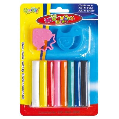 China 8 COLORS PLASTIC CLAY rubber WITH 2 PLASTIC TOOLS IN BLISTER CARD for sale