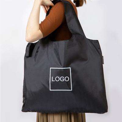 China Logo Canvas Oxford Reusable Lifestyle Customization Printed Folding Bags Food Shopping Storage Pouch Bags Foldable Shopping Tote Bag for sale