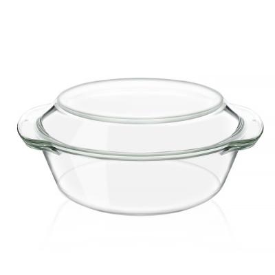 China Hot-selling Freshness Preservation 0.7L 1L 1.5L 2L Glass Food Container With Lid Bakeware Borosilicate Glass Glass Casserole for sale