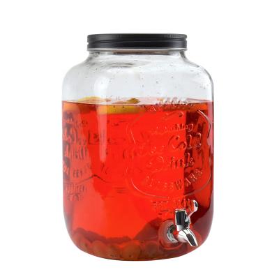 China Cover Wholesales 8L Clear Glass Juice Beverage Drink Dispenser With Canister Lid And Tap for sale