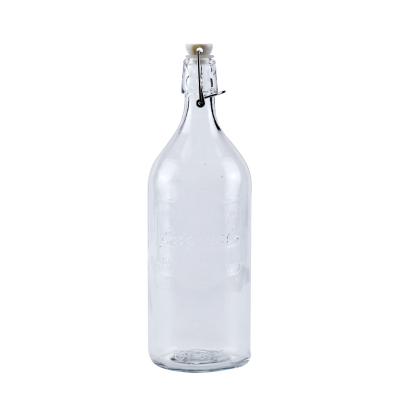 China Viable Hot Sales Swing Glass Bottle 1100ml Clear Swing Top Bottle For Juice Glass Bottle Homemade for sale