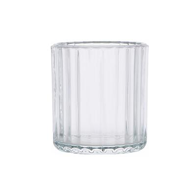 China New home decoration round shape fashionable clear glass candle holder for home decoration for sale