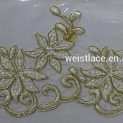 China Viable high quality African Tulle lace gold net lace trims/embroidery lace fabric /bridal dress/wholesale for sale