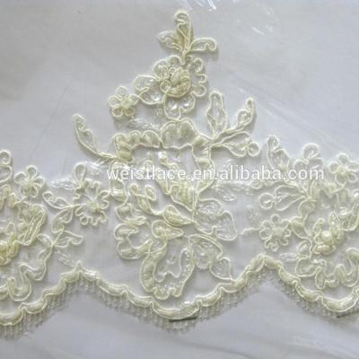 China Workable Elegant Lace Beads &cord Lace Trims /Triming For Wedding Dress Embroidery Beads Trimming Lace for sale