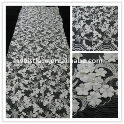 China 2018 Viable Beaded Lace With Chime 3D Rhinestone Applique Lace Fabric for sale