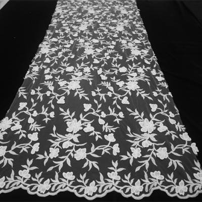 China Viable Graceful Embroidered Bridal Net Lace Fabric for sale