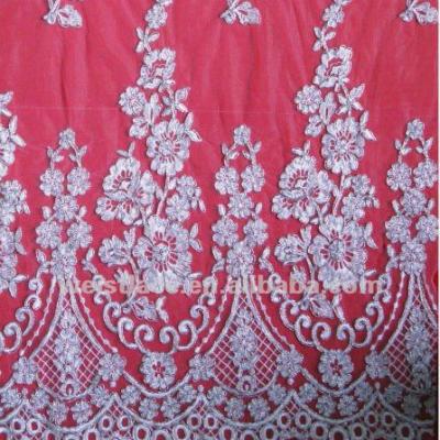 China Viable Silver Ending Lace, Net Lace/Bead Fabric Of Beaded Embroidery Lace Designs for sale