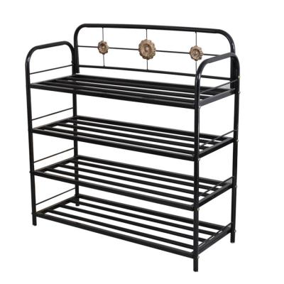 China Shoe Rack 4 Tiers Metal Shoe Rack Wire Shelves Steel Shelving For Living Room for sale