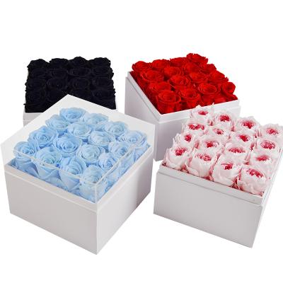 China Touch Natural High-end Round Flowering Box Portable Flower Box Hugging Bucket Cylinder Flower Gift Box for sale