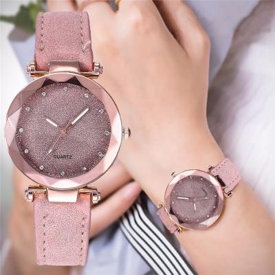 China Fashion Women Rhinestone Design Leather Ladies\Dress Fashion Luxury Popular Diamond Romantic Starry Sky Quartz Casual Wrist Watch Synchronize Simple Gift for sale