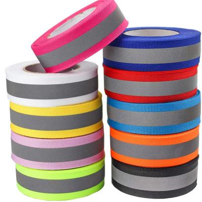 China Custom Wear Resistant 50 Mm Flat Wear Resistant Black Silver Pink PVC Coated Nylon Fabric Lightweight Reflective Webbing Tape for sale