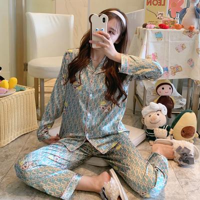 China Women QUICK DRY Summer Knickers Blouse 2Pcs Hot Silk For Long Robes Pajamas Dress Lingerie Sleepwear Dressing Wear Set Night Luxury Pajamas for sale