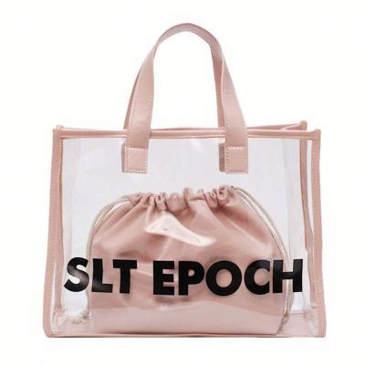 China 100% 2021 Wholesale Waterproof Beach PVC Clear Tote Shopping Bags Eco-friendly for sale