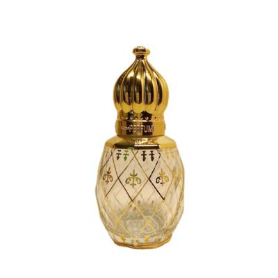 Cina 8ml Electroplating Carved Essential Oil Roller Bottle Perfume Packing Golden Crown Cover in vendita