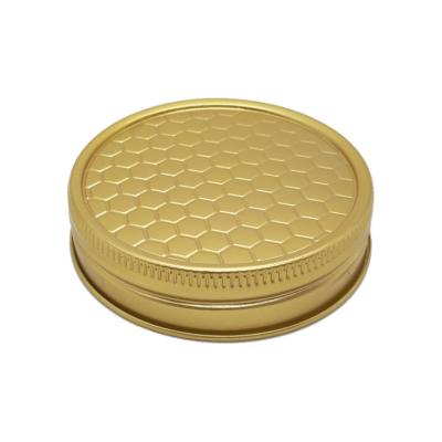 China Aluminiumbienenwaben-Muster-Gold 65mm Honey Bottle Cap zu verkaufen