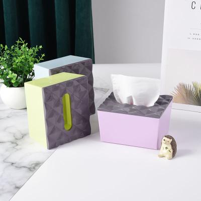 China Home Organizer Household Supplies Modern Nordic Plastic Case Holder Tissue Box Tissue Box Table Decor HEE07 for sale