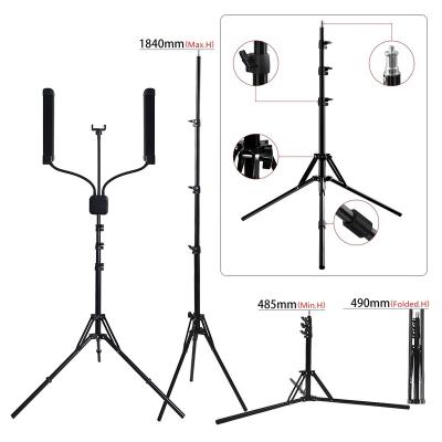 China Aluminum Double Arm Lights For Photographic Studio Ring Light Lamp With Tripod Stand 3 for sale