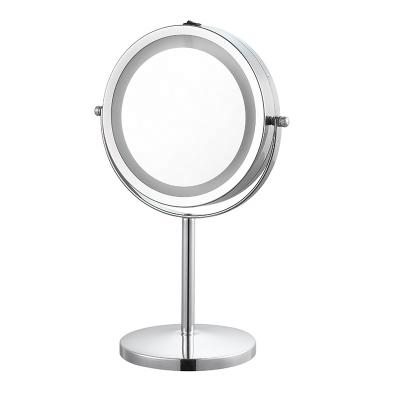 China Amazon Hot Selling Magnifying Led Tabletop Double Height Magnifying Vanity Mirror 3X Light Makeup 360 Degree Adjustable Rocker Switch for sale