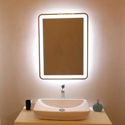 China Illuminated Hotel Projects IP44 Bathroom Makeup Mirror Led Light With Memory Touch Switch Dimming Waterproof Frameless Style for sale