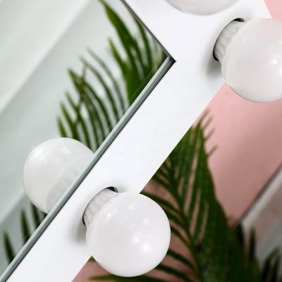 China Fashion Wall Mounted Full Length Lighted Beauty Makeup Mirror For Women White Size Customized With 20PCS E27 Led Bulbs for sale