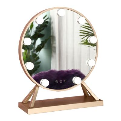 China Hot Desk Mirror Tour Shape Dressing Table Mirror Light Gold Color Rheostat Makeup Lamp for sale