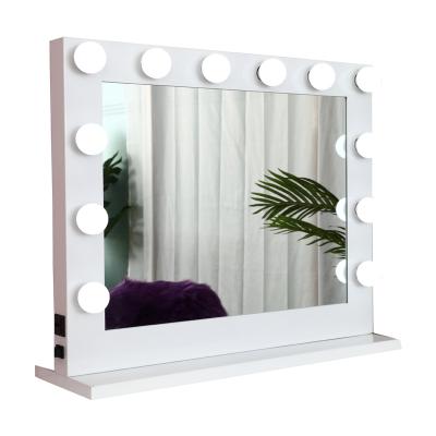 China Desktop mirror sight aluminum material and square shape beauty vanity hollywood bedroom makeup mirror with led light for sale