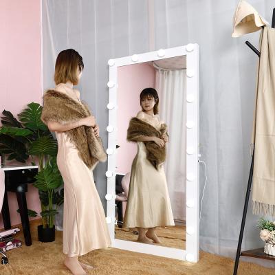 China Full Length Mirror Desk Hot Selling Mirror Floor Length Dressing Customized Mirror Light With Dimmable LED Bulbs for sale