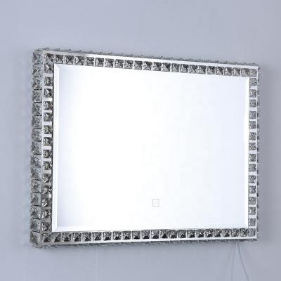 China Desktop Mirror Rectangle Shape And Metal Frame Material Crystal Make Up Mirror for sale