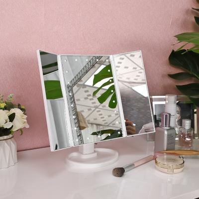 China New Lighted Led Dressing Table Mirror Touch Sensor Switch Bedroom Table Makeup Mirror LED Lights for sale