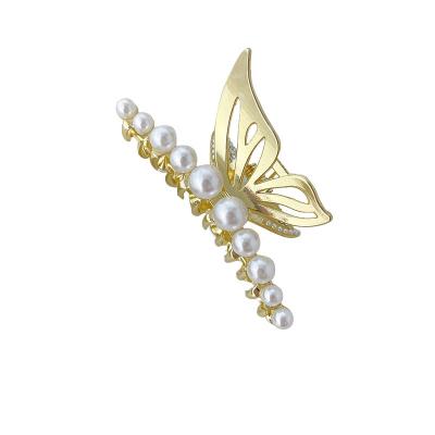 China Temperament Alloy Swan Butterfly Metal Hair Clip Pearl Shark Clip Pearl Shark Fashionable Elegant Temperament Alloy for sale