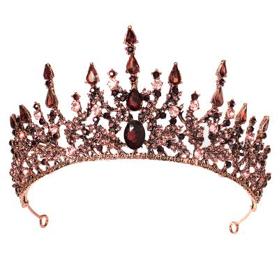 China Baroque Party Rose Gold Metal Bridal Princess Tiara Crowns Vintage Halloween And Bridal Wedding Cro for sale