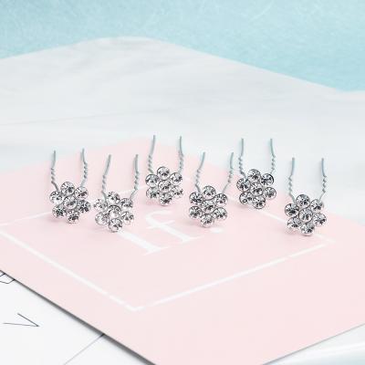 China 6pcs/Lot ALLOY Flowers Austrian Crystal BBridal Hair Pins Hair Jewelry Accessories Headpieces For Wom for sale