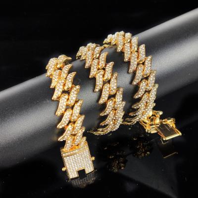 China Hiphop Bling American Cuban Link Tennis Diamond Necklace Mens Bling Hip Hop Shiny Gold Iced Out Chain for sale