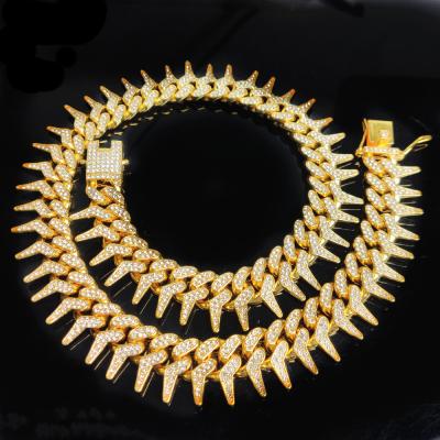 China Luxury American Hiphop Men's Bling Hip Hop Gold Iced Out Cuban Link Chain Diamond Necklace Custom Tennis for sale