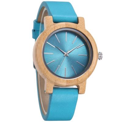 China Custom Japan Quartz Leather Strap Non-Specific Logo Colorful Dial Bamboo Watches Wooden Watches for Men and Women for sale