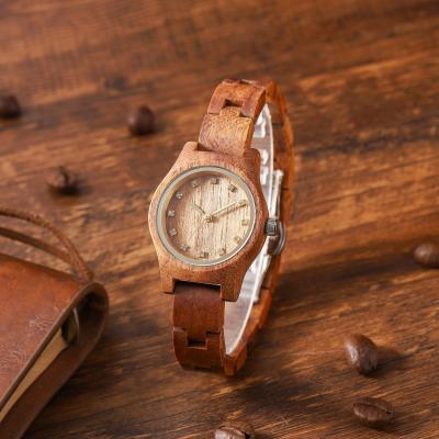 China Non-Specific Handmade Natural Wooden Private Label KOA Diamond Minimal Women Wood Watch Holz Uhren de montre for sale