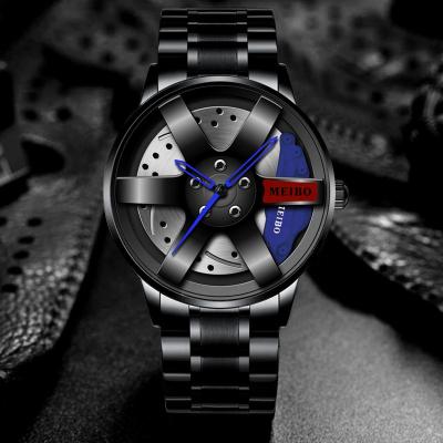 China Unique Rim Watch Unique 3D Design Car Wheel Watch Stainless Steel Band Quartz Automatic Skeleton Wrist Watches Men's Watch for sale