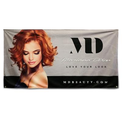 China Hot Sale Polyester Mesh Hanging Banner With Grommets Outdoor Banner Transparent Cloth Banner For Advertising for sale