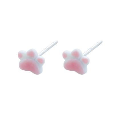 China Newest Selling Silver Multicolor FASHIONABLE Candy Color Cat Claw Cute Earrings For Schoolgirl Ear Stud for sale