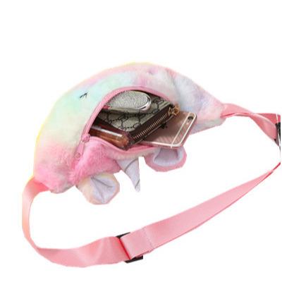 China Neutral/male and female plush unicorn waist bag cartoon shoulder messenger bag female student chest bag winter cute kids for sale