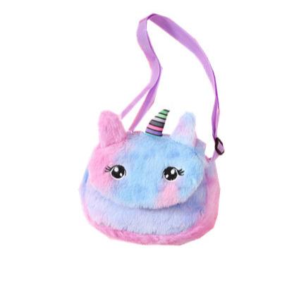 China Neutral/Male And Female Cute Plush Pocket Unicorn Cartoon One-Shoulder Messenger Bag Winter Kid Student Chest Bag for sale