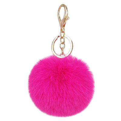 China New Design 8cm Promotion Gift 2020 Faux Fur Key Chain Puff Ball Pendant Key Chain For Lady Bags for sale