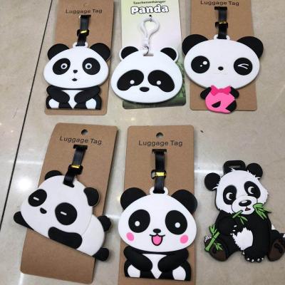 China Best Cute Selling Cute Soft Panda Luggage Labels Cartoon PVC Custom Luggage Tag Kids for sale