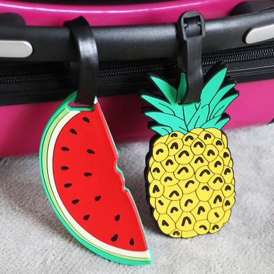 China Cute Goods In Stock Creative Fruit Luggage Label Wholesale Cute Silicone Waterproof Luggage Labels for sale