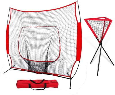 China Durable 7' x 7' Softball Baseball Practice Hitting Throwing Batting Net Great For All Skill Levels And Foldable Ball Cart for sale