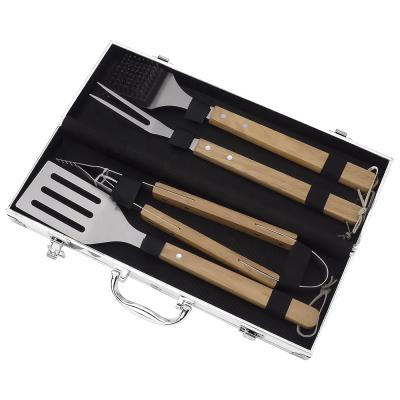 China Easily Cleaned BBQ Set High Quality Stainless Steel BBQ Tools Grill Clean Easy For BBQ Tool Kit Wood Grill for sale