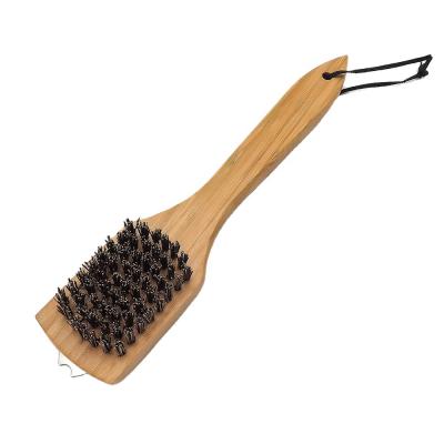 China Hot Selling Easily Cleaned BBQ Accessories With High Quality BBQ Brush Wood Handle Grill Brush Coconut Fiber Brush for sale